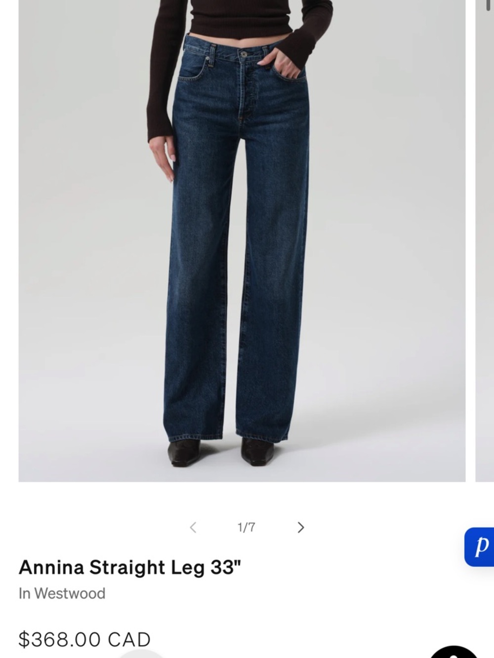 Citizens of Humanity Annina Jeans Straight Leg 33”